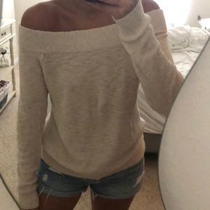 Cream off the shoulder sweater